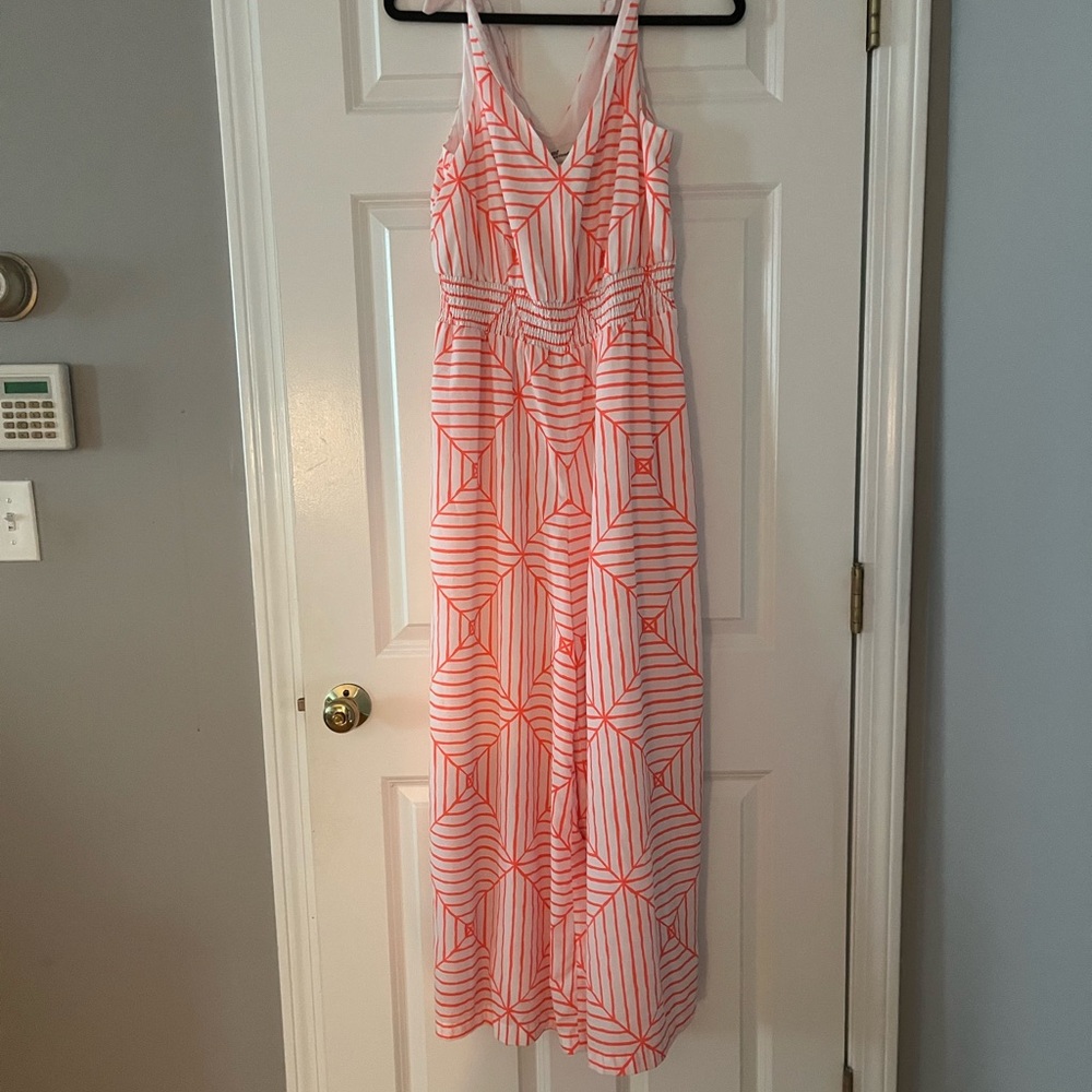 Vineyard Vines Orange and White Geometric Dress